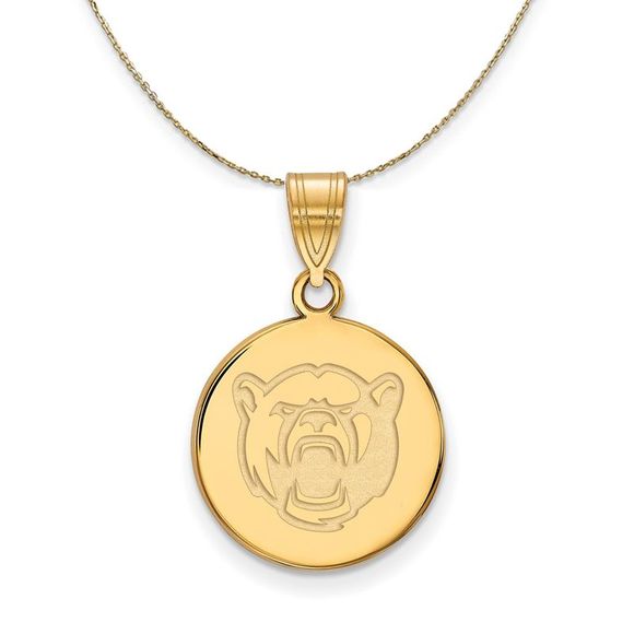14k Yellow Gold Baylor U Medium Disc Necklace - 16 Inch